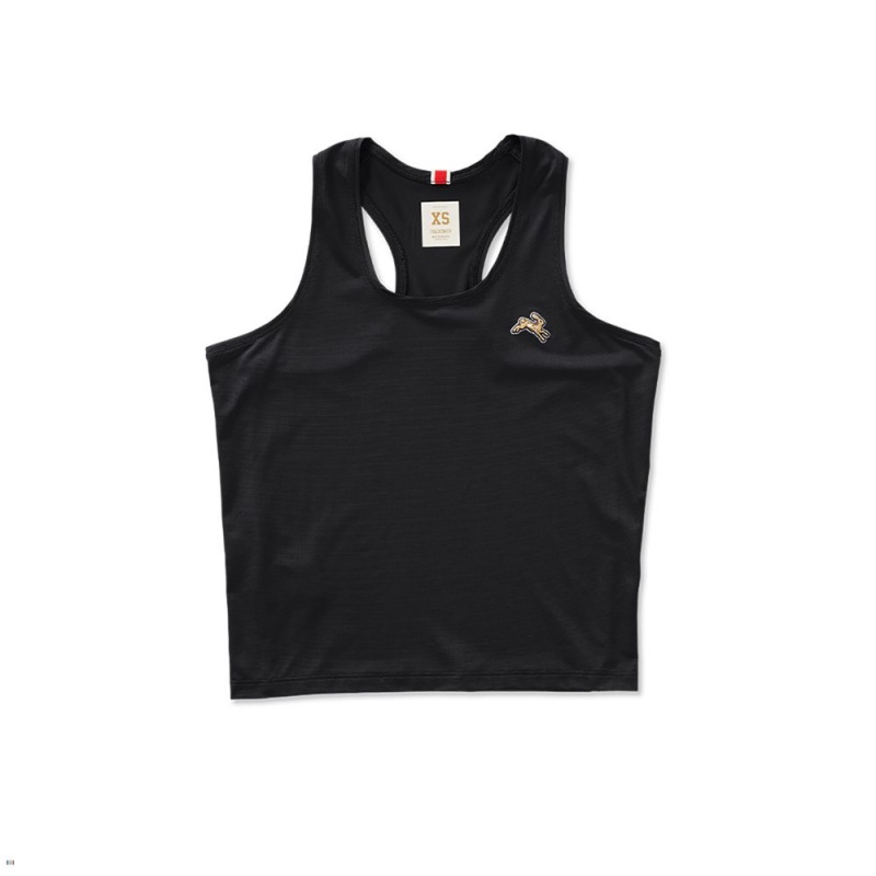 Tracksmith Twilight Crop Women\'s Tank Black NZ | 76034KAIJ