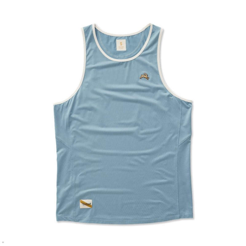 Tracksmith Twilight Men\'s Tank Stonewash/Ivory NZ | 47096FBTL