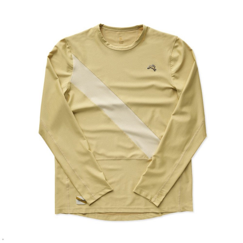 Tracksmith Van Cortlandt Long Sleeve Men\'s Shirts Khaki/Putty NZ | 85762AXKS