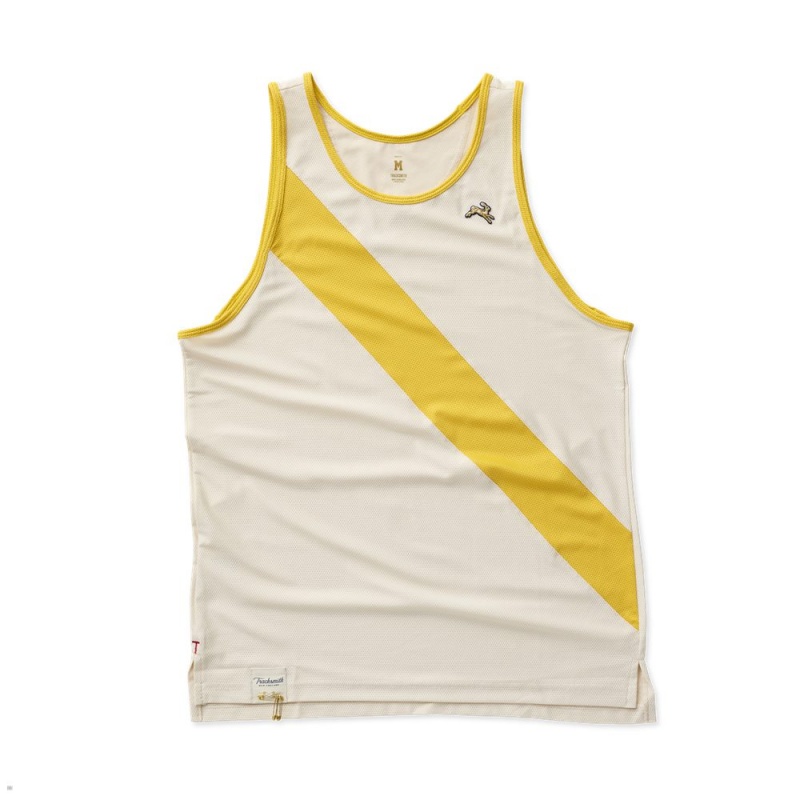 Tracksmith Van Cortlandt Men\'s Singlet Birch/Goldenrod NZ | 59407LNAI