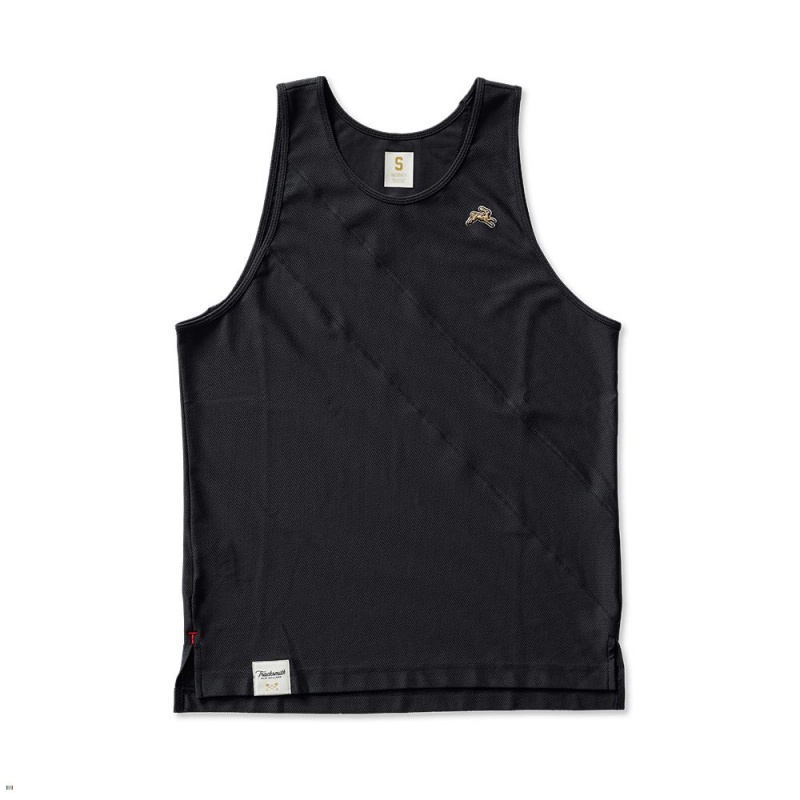 Tracksmith Van Cortlandt Men\'s Singlet Black NZ | 56187UIDN