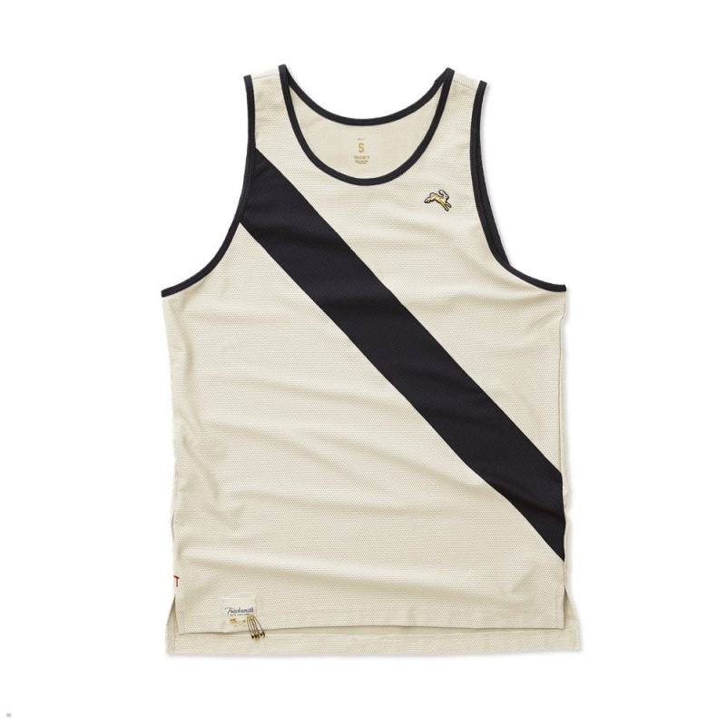 Tracksmith Van Cortlandt Men\'s Singlet Ivory/Black/Black NZ | 91463TXWC