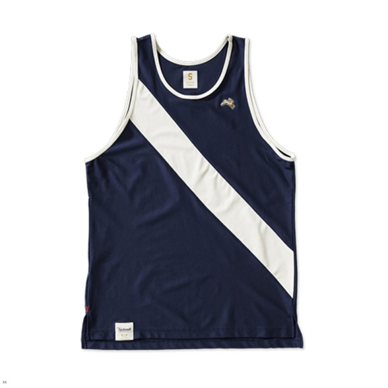 Tracksmith Van Cortlandt Men\'s Singlet Navy/Ivory NZ | 27461KLZD