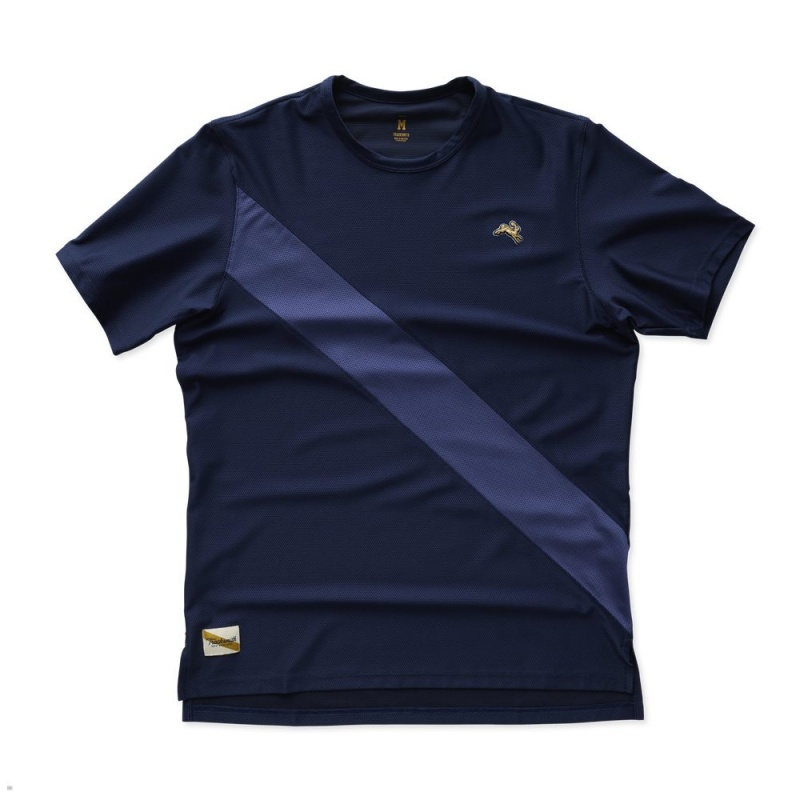 Tracksmith Van Cortlandt Men\'s Tee Navy/Nautical Blue NZ | 08142SFKC