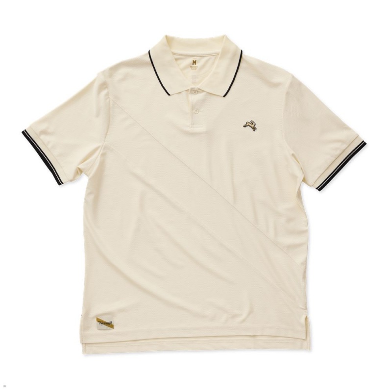 Tracksmith Van Cortlandt Polo Men\'s Shirts Ivory/Black NZ | 56270KJIW