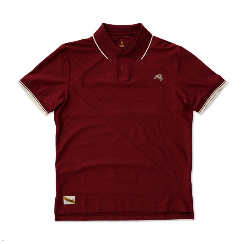 Tracksmith Van Cortlandt Polo Men\'s Shirts Pomegranate NZ | 65028TBZJ