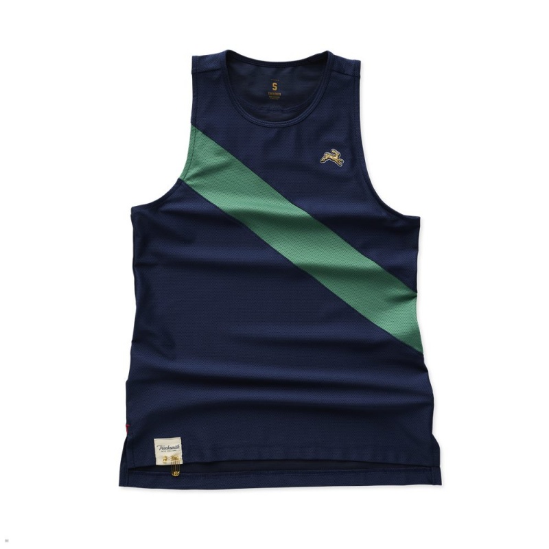 Tracksmith Van Cortlandt Women\'s Singlet Navy/Green NZ | 89120XBLJ