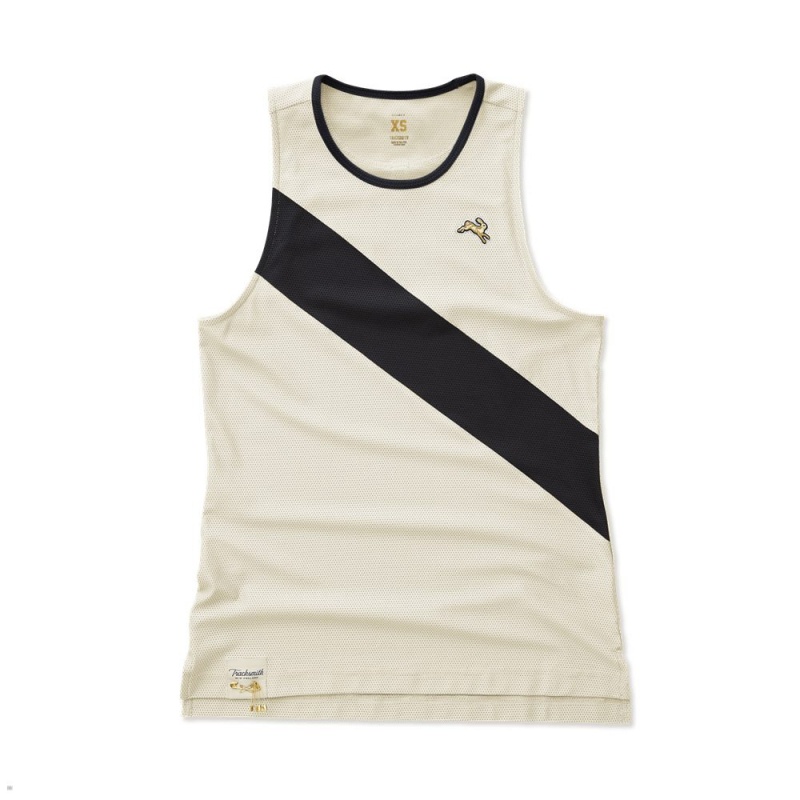 Tracksmith Van Cortlandt Women\'s Singlet Ivory/Black/Black NZ | 07815KUPN