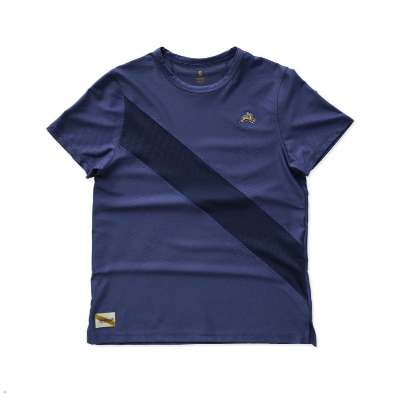 Tracksmith Van Cortlandt Women\'s Tee Nautical Blue/Navy NZ | 29341JGTX