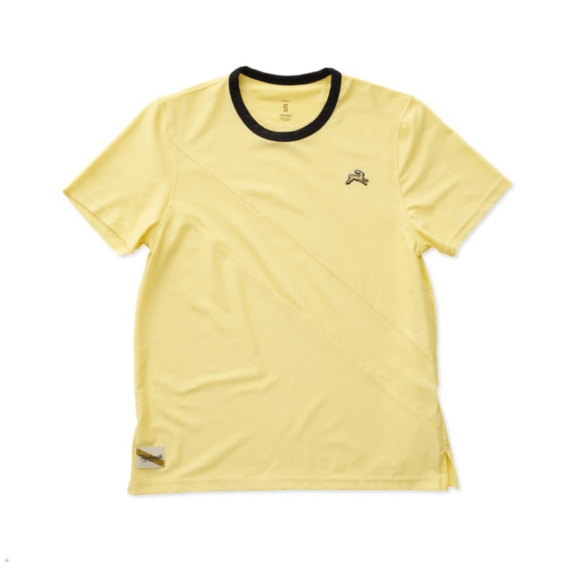 Tracksmith Van Cortlandt Women\'s Tee Pale Yellow/Pale Yellow/Black NZ | 49807JBNA